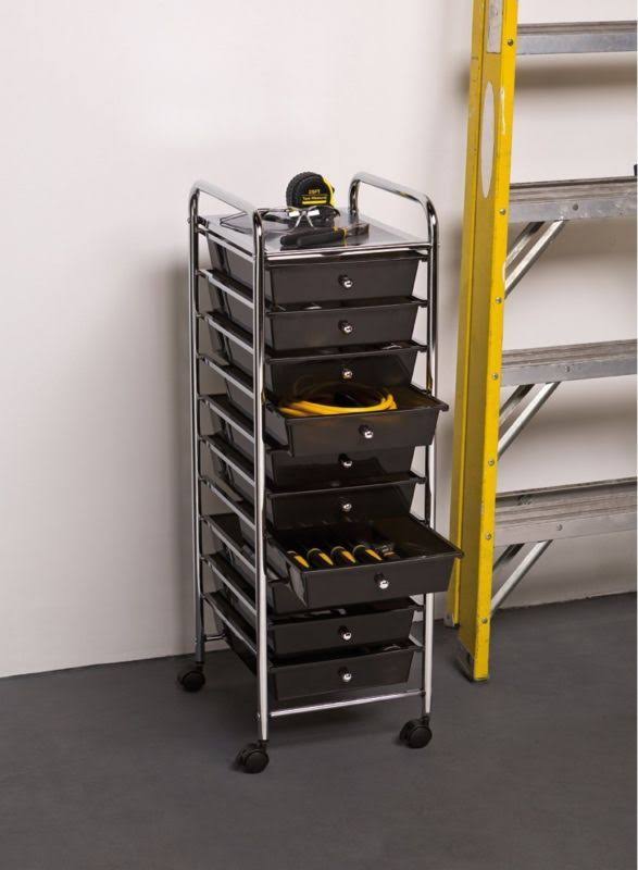 10 Drawer Organizer Cart Black N282