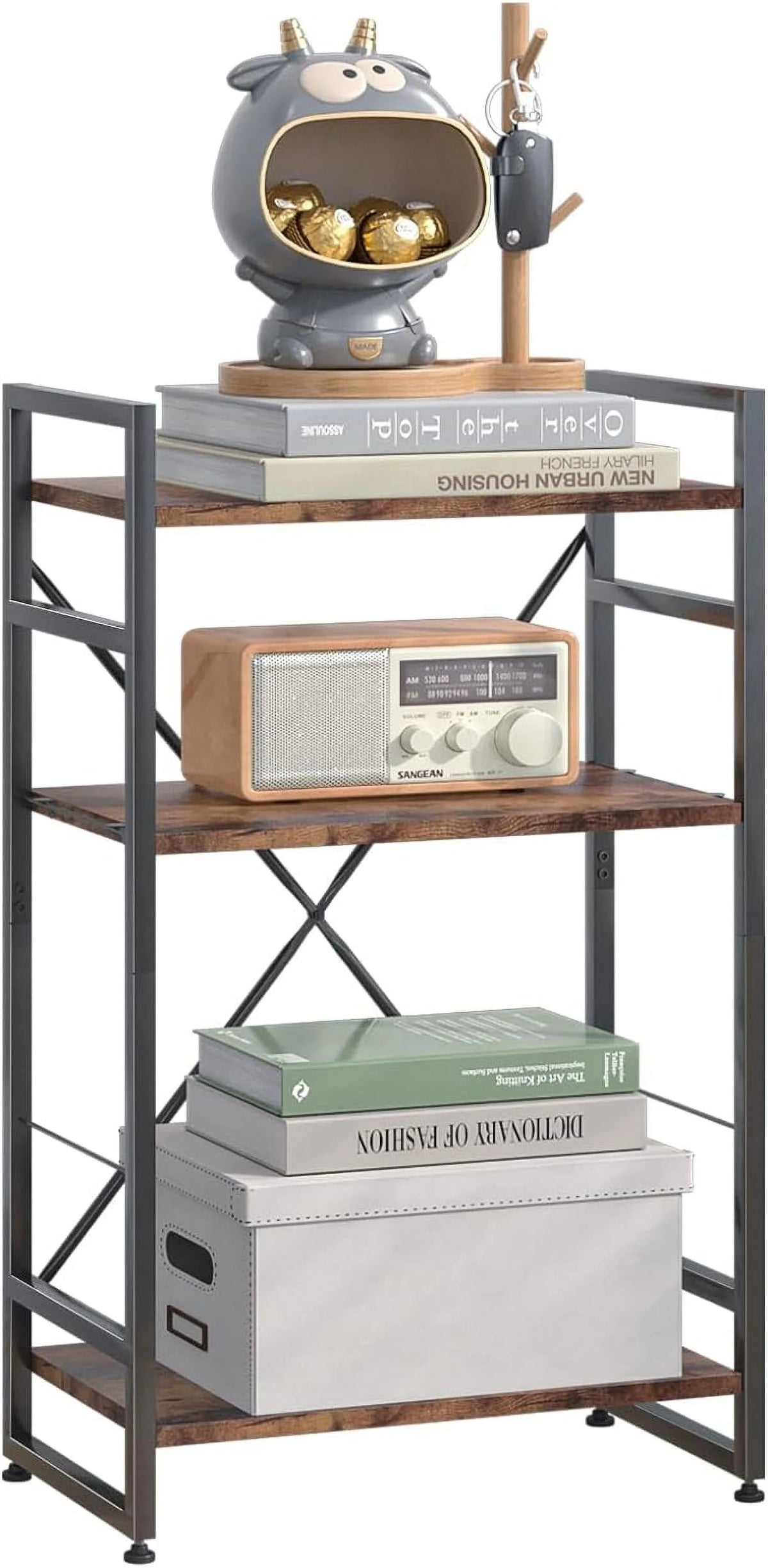 3 Tiers Rustic Brown Wooden Bookshelf X46238