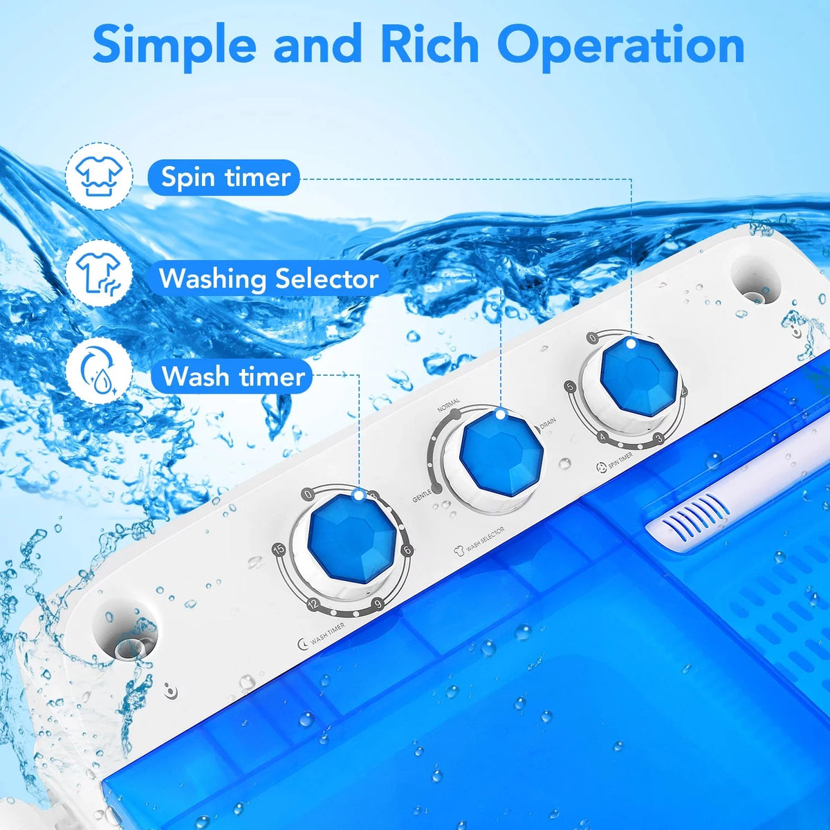 11lbs Washer & 6.6lbs Spin Dryer Combo Washing Machine V3564