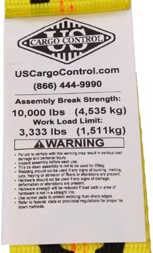 Yellow 2 Inch x 27 Foot Ratchet Straps with Double J Hooks 10 Pack O36512