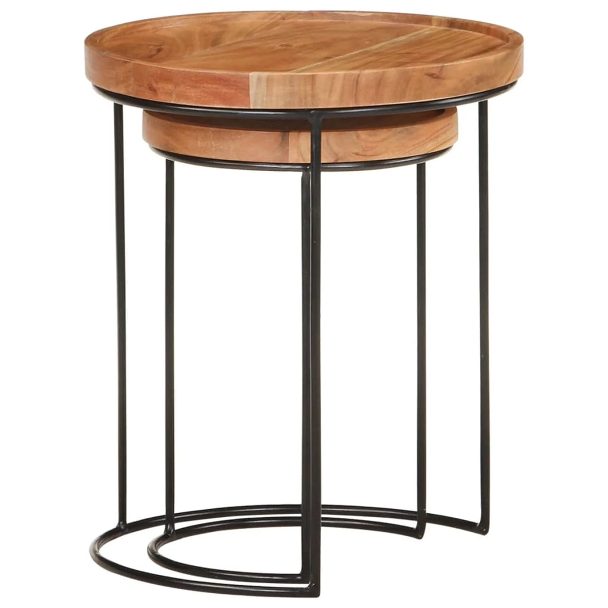 2 Piece Acacia Wood Round Top Coffee Table Set R12532