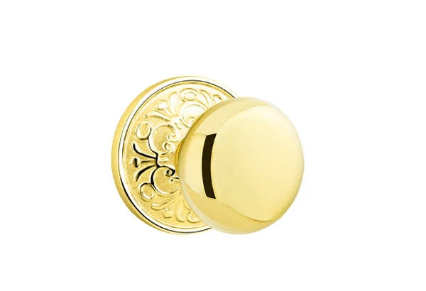 Passage Set Unlacquered Brass Knob with Rosette S195