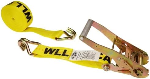 Yellow 2 Inch x 27 Foot Ratchet Straps with Double J Hooks 10 Pack O36512