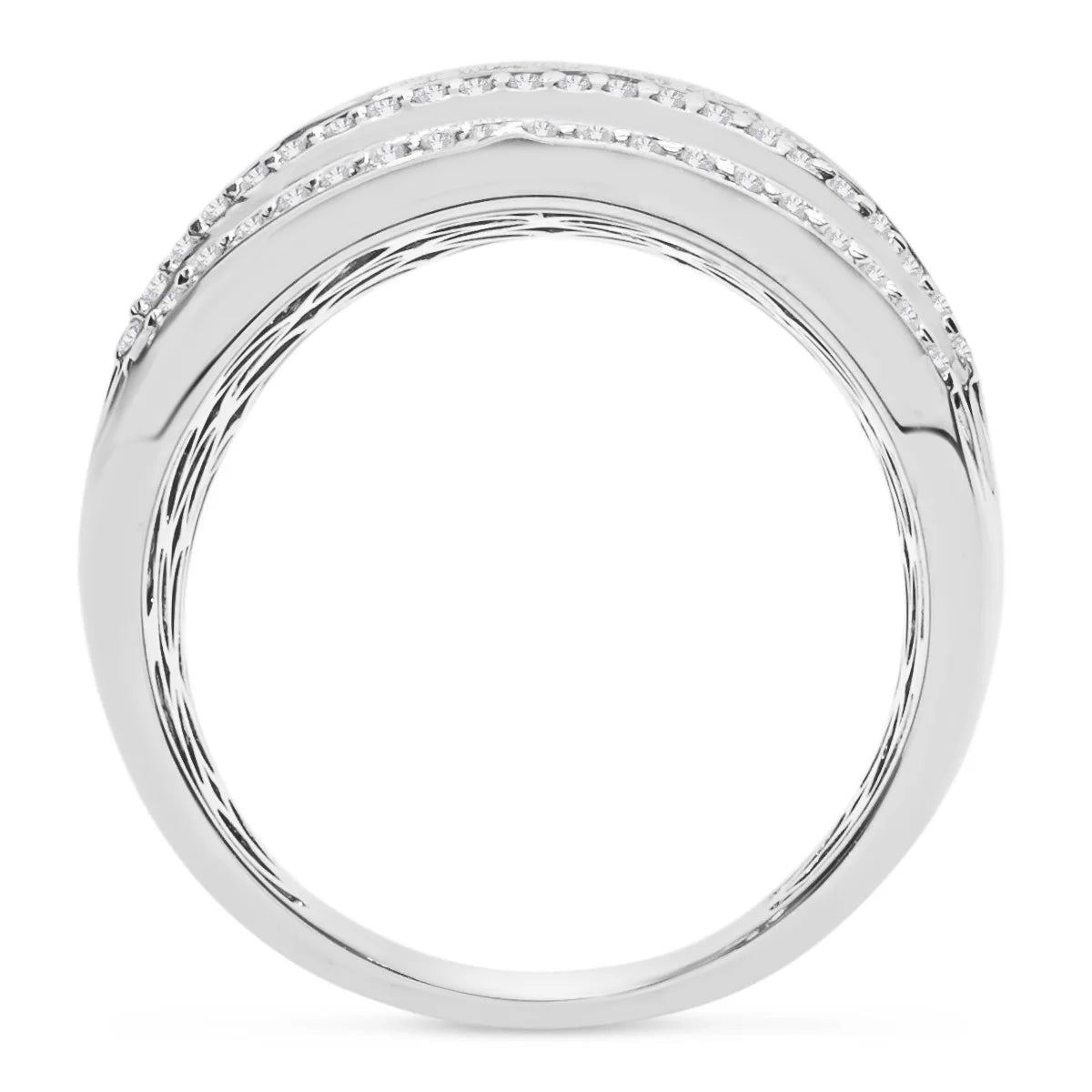 1 Carat Baguette and Round Colorless Diamond Band Ring In Sterling Silver Y584