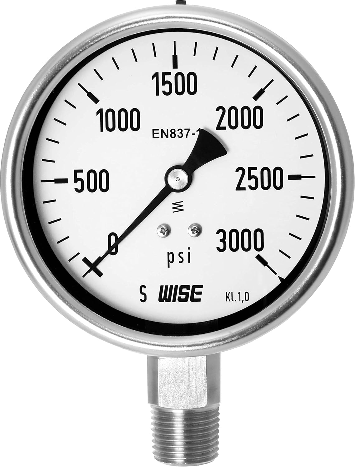 100mm 4" Dial 0~10000psi Full Stainless Steel Internals Pressure Gauge Pack of 2 V281