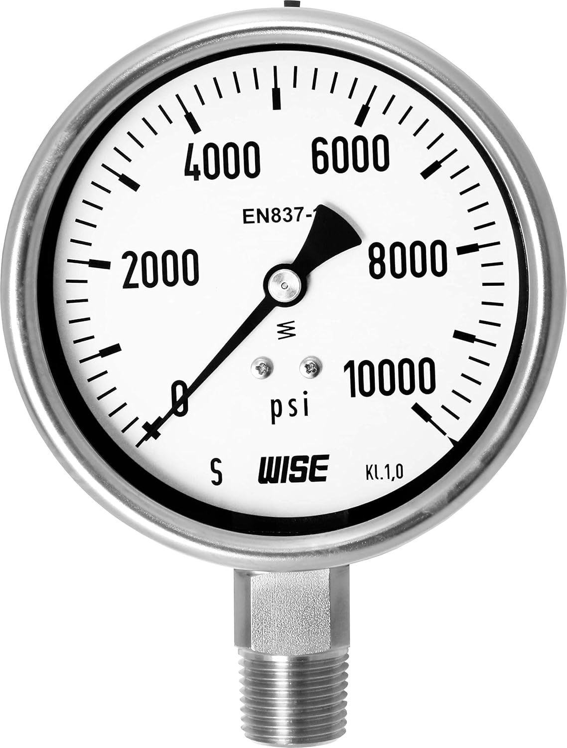 100mm 4" Dial 0~10000psi Full Stainless Steel Internals Pressure Gauge Pack of 2 V281