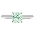 1.5ct Cushion Cut Green Simulated Diamond Solid 18k White Gold Solitaire Ring Size 3.5 S922797
