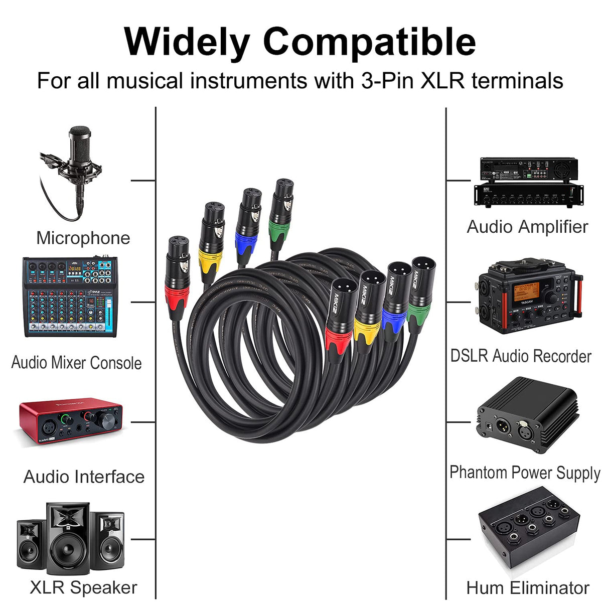 XLR Microphone Cables 25ft 4 Pack E840