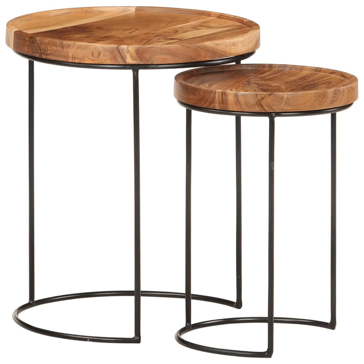 2 Piece Acacia Wood Round Top Coffee Table Set R12532