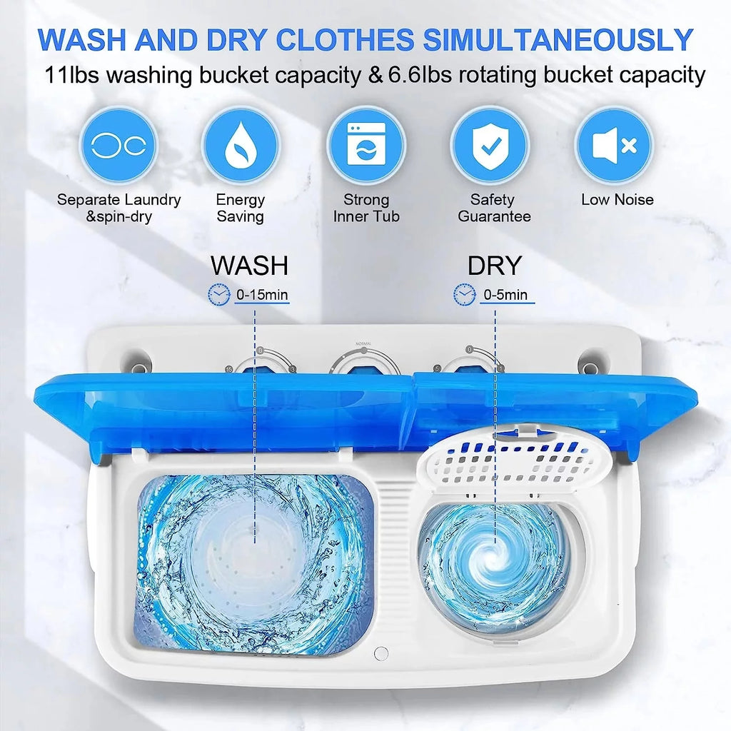 11lbs Washer & 6.6lbs Spin Dryer Combo Washing Machine V3564