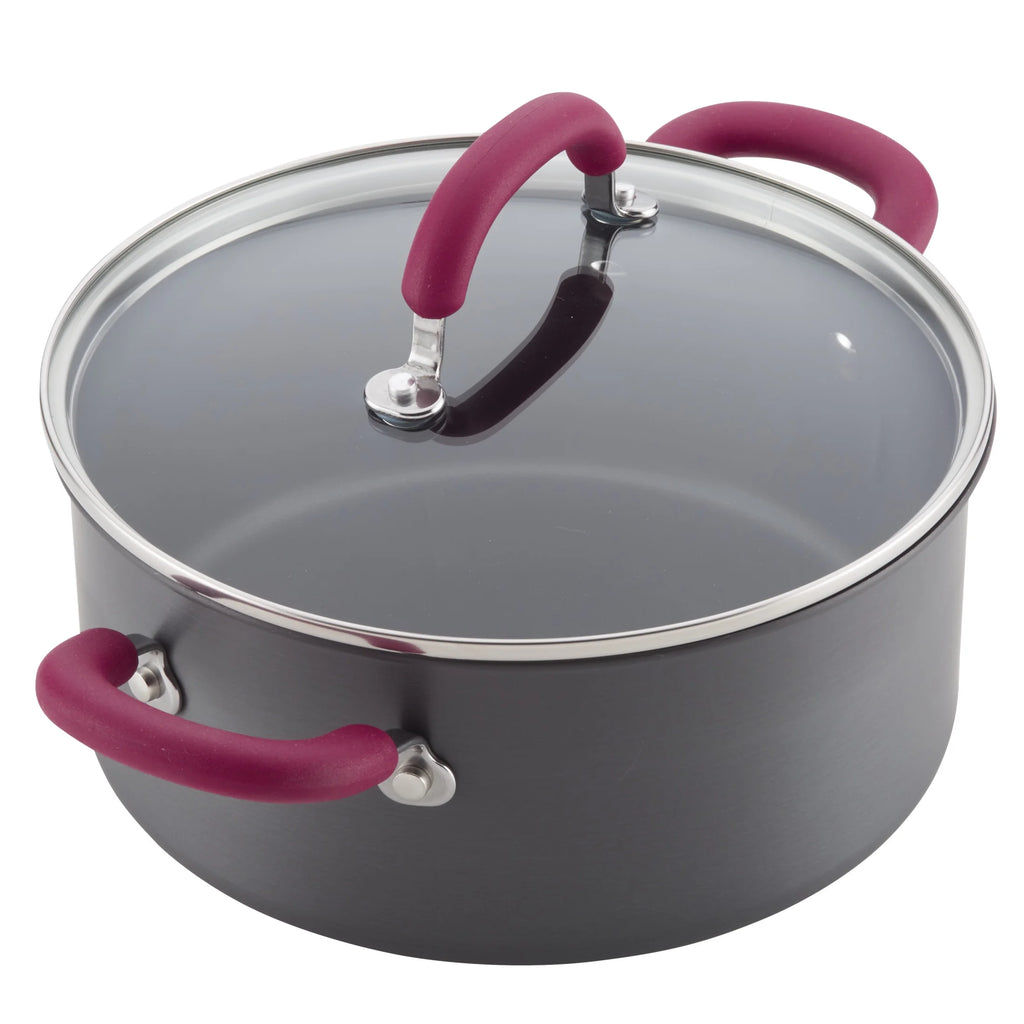 11 Piece Nonstick Pots and Pans Set, Burgundy Handles R252