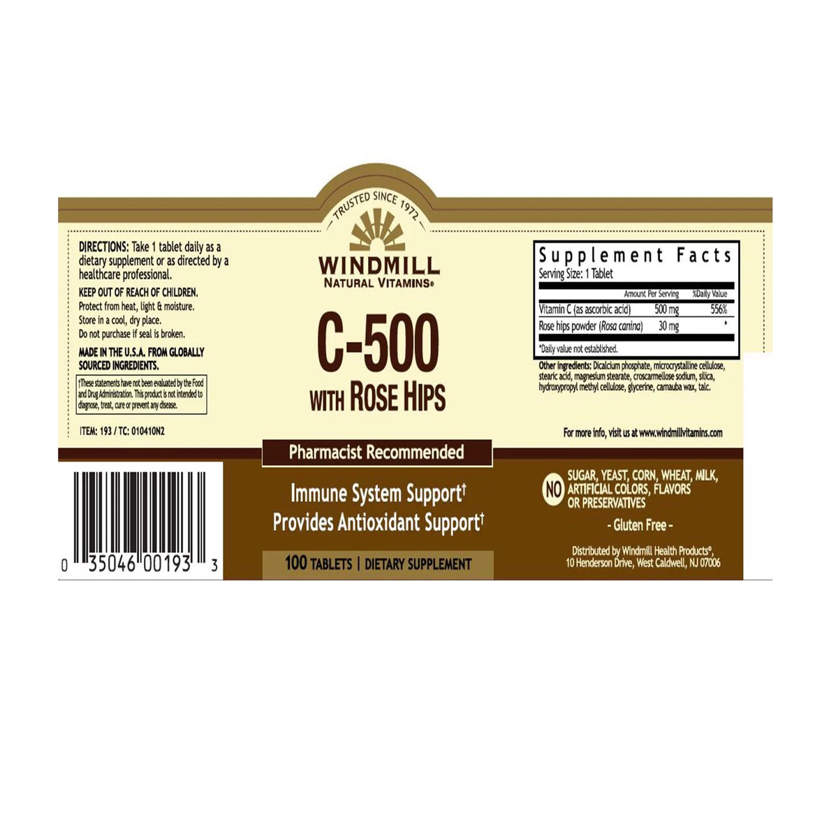 Vitamin C-500 Tablets Rose Hips 100 Tablets Pack of 2 Q157