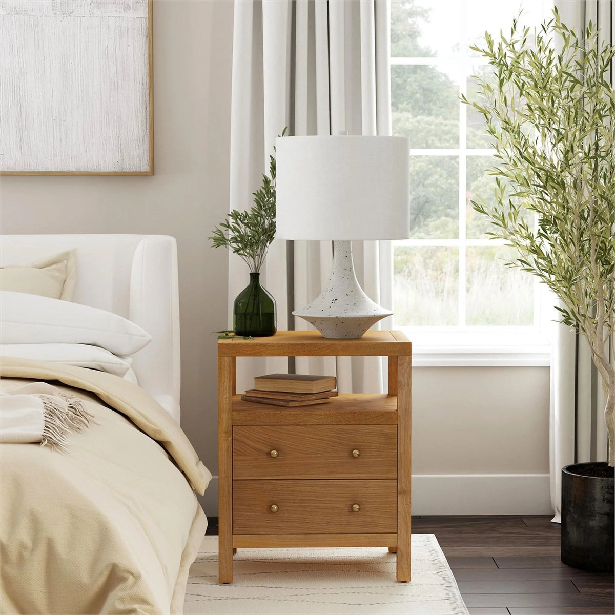 2 Drawer Wood Nightstand O230122