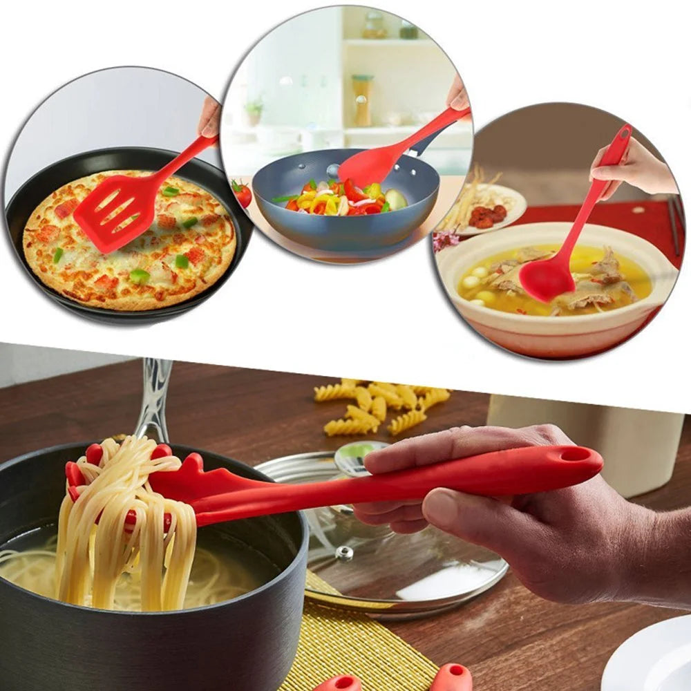 10 Pc Silicone Kitchen Cooking Utensils Set (Red) N5802