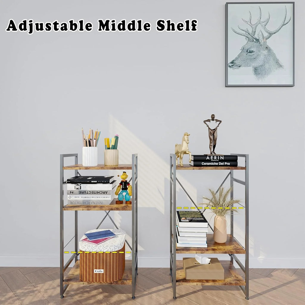 3 Tiers Rustic Brown Wooden Bookshelf X46238