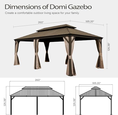 10’ x 10’ Gray Hardtop Gazebo with Netting & Curtains C724936