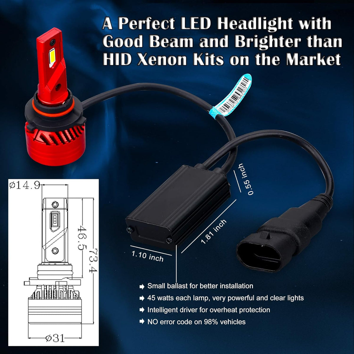 6000K Xenon White 9005 LED Bulbs X5278