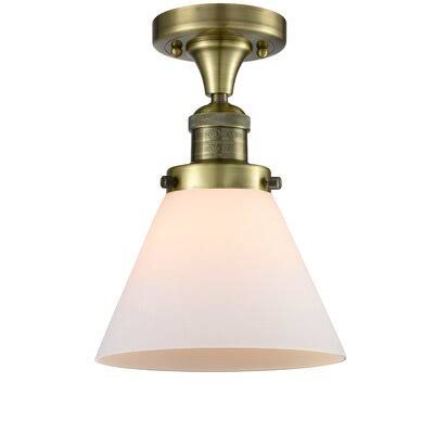 1 Light Semi Flush Mount Antique Brass Matte White T239385