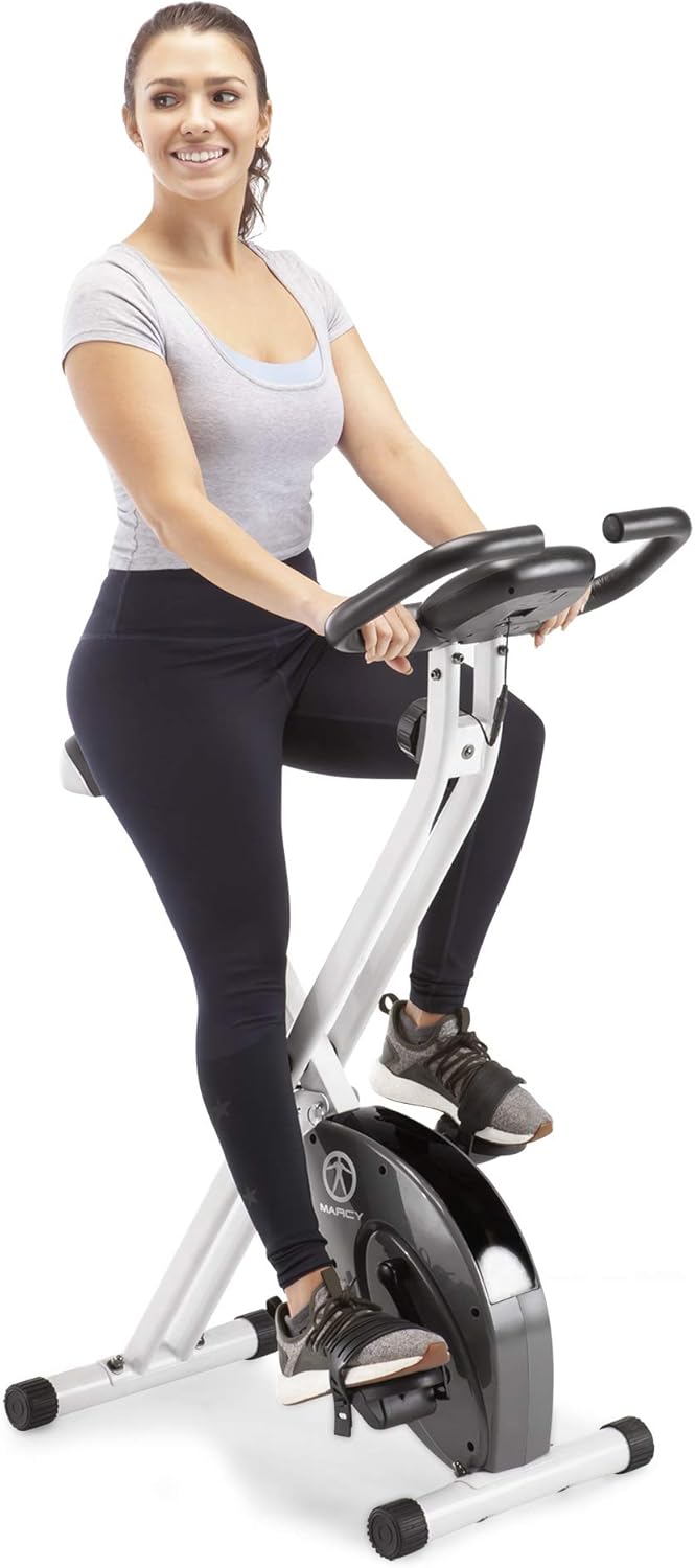 Foldable Upright Exercise Bike with Adjustable Resistance D95455