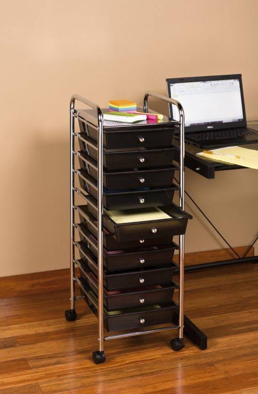 10 Drawer Organizer Cart Black N282