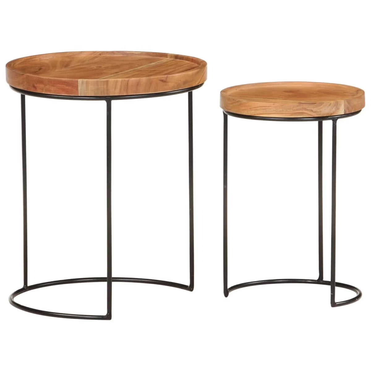 2 Piece Acacia Wood Round Top Coffee Table Set R12532