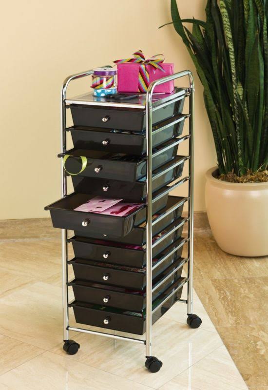 10 Drawer Organizer Cart Black N282