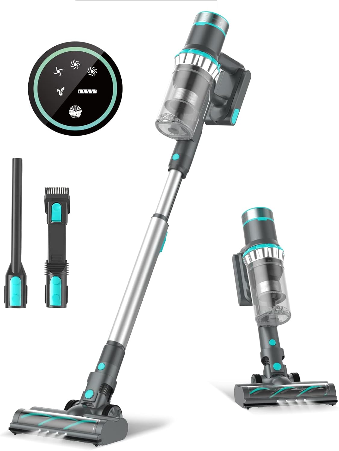 Cordless Stick Vacuum with 25Kpa Suction, 380W Motor, 50mins Runtime, LED Display, 6 in 1 Lightweight Handheld Vacuum O385