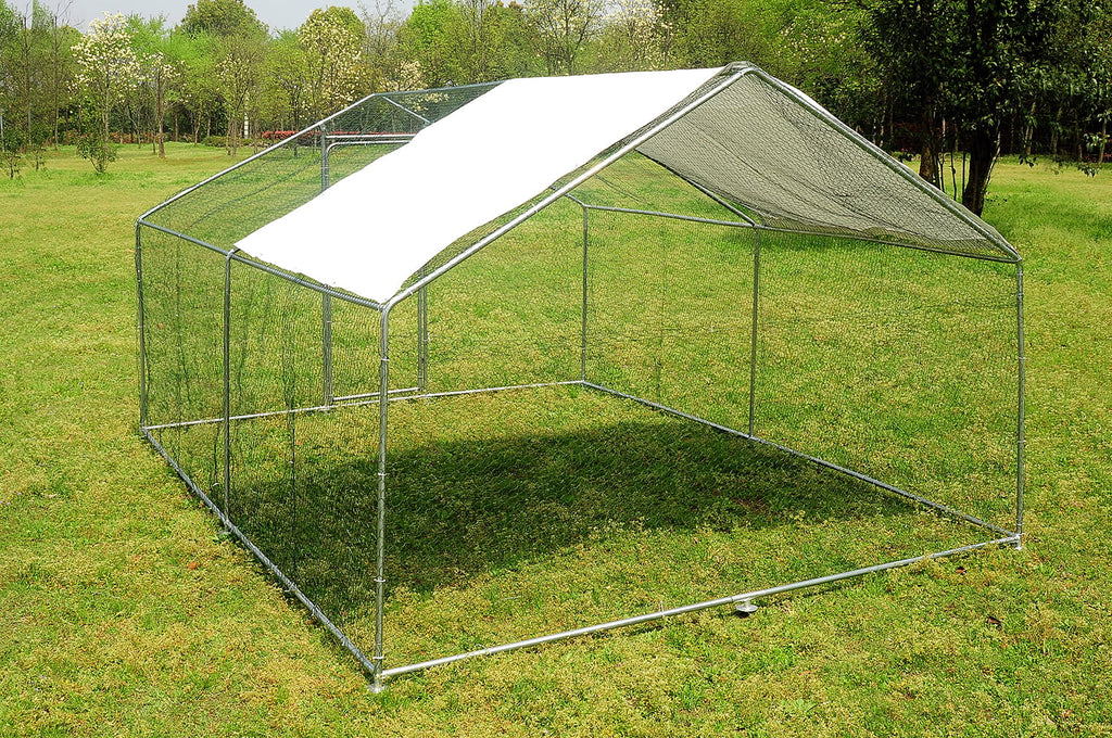 10x10ft Walk in Metal Chicken Coop T961461