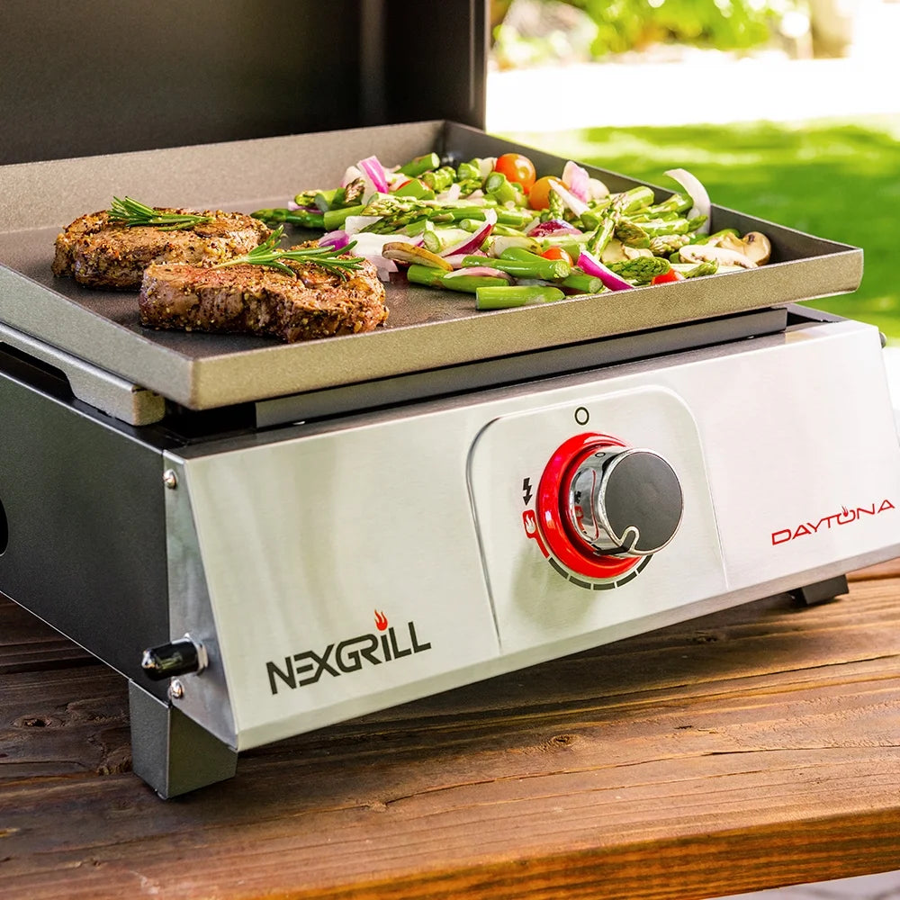1-Burner Propane Gas Tabletop Grill with Hot Rolled Steel Griddle Top K547