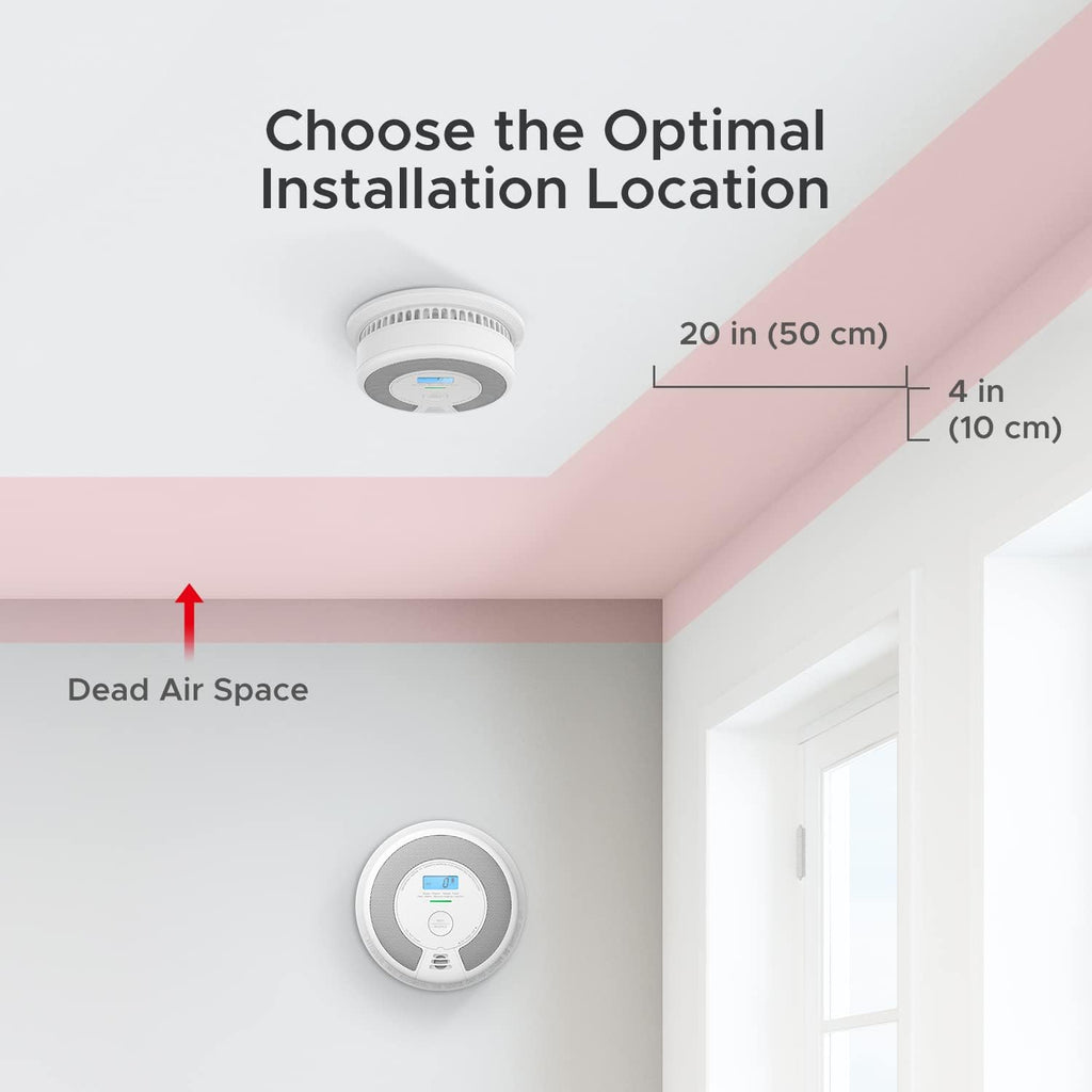 10-Year Battery Smoke Carbon Monoxide Alarm Detector with Large LCD Display H8462