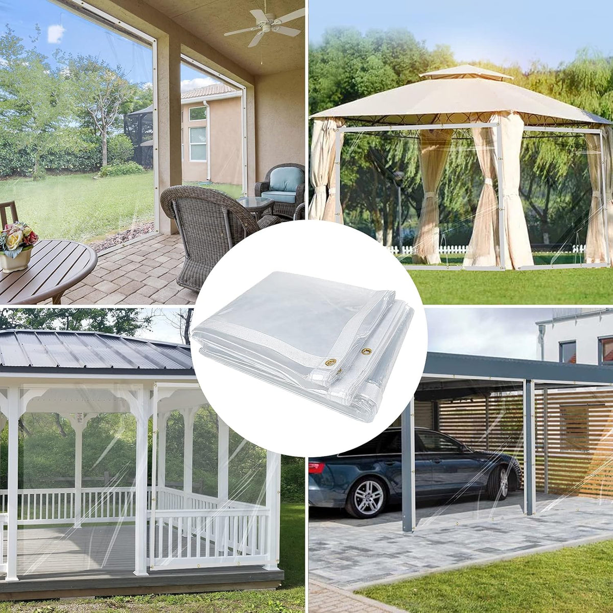 10 x 10FT Clear Waterproof Vinyl Tarp with Grommets V721423