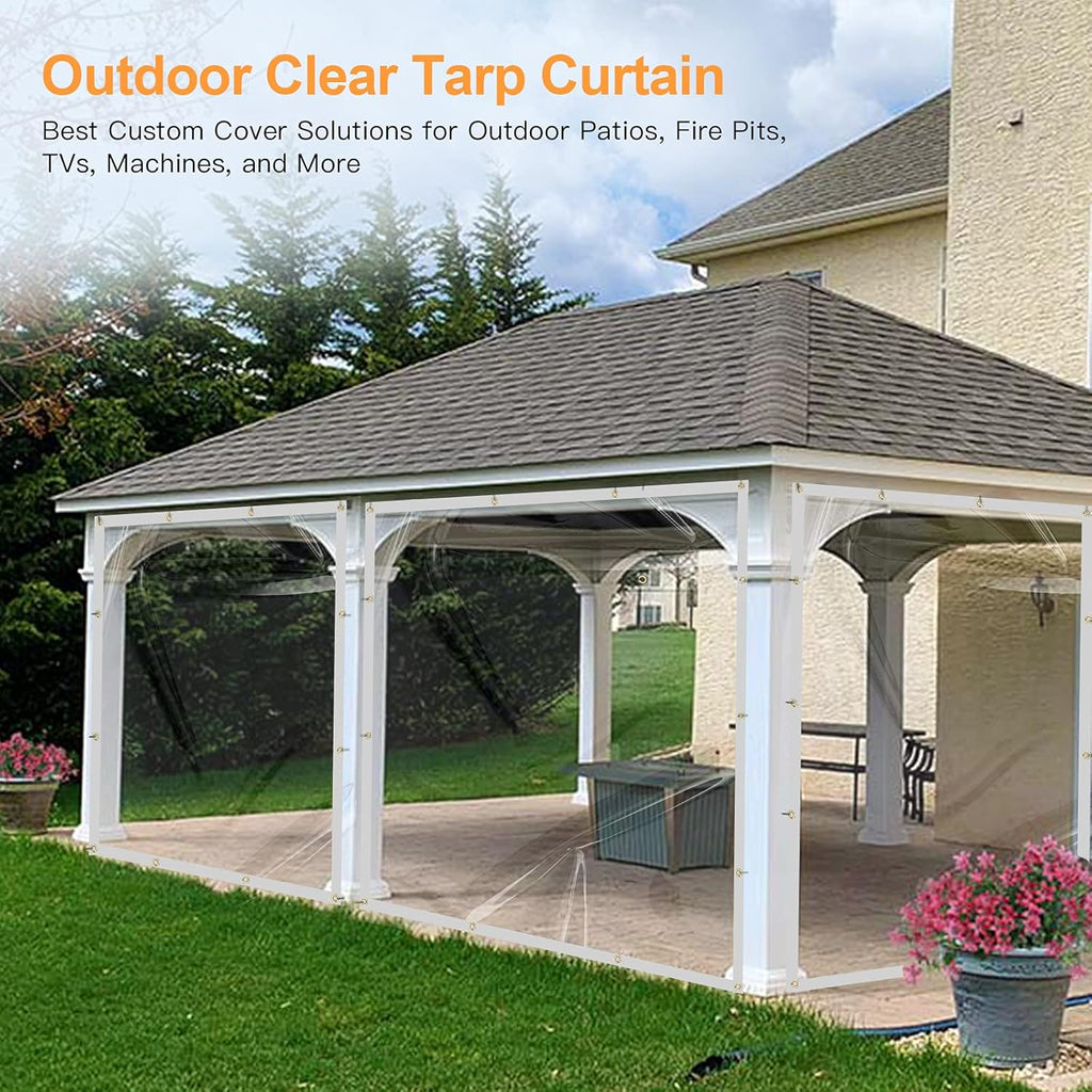 10 x 10FT Clear Waterproof Vinyl Tarp with Grommets V721423