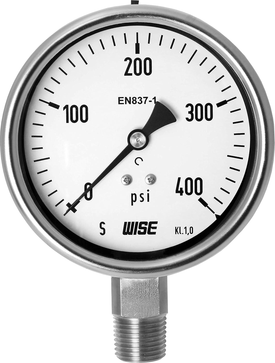 100mm 4" Dial 0~10000psi Full Stainless Steel Internals Pressure Gauge Pack of 2 V281