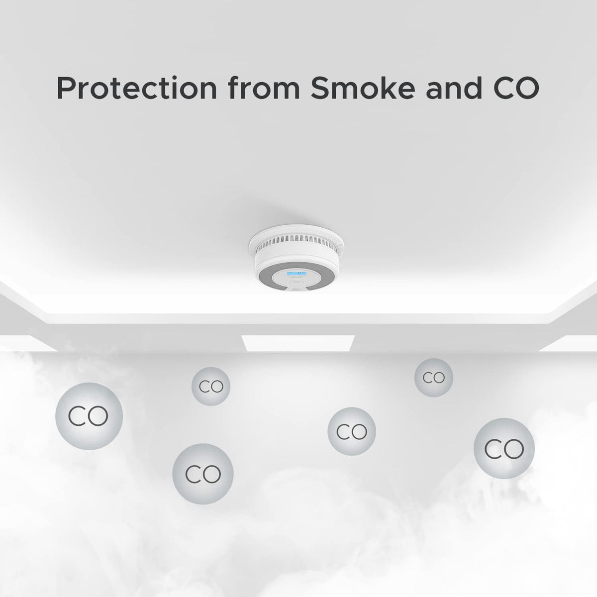 10-Year Battery Smoke Carbon Monoxide Alarm Detector with Large LCD Display H8462