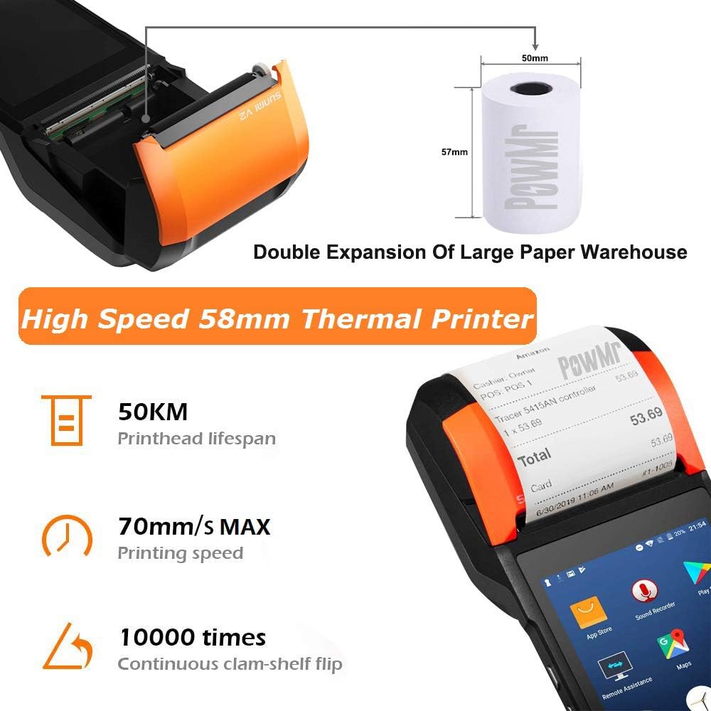 58mm Thermal POS Receipt Printer with Android 7.1 OS 5.45 Touch Screen Q714668