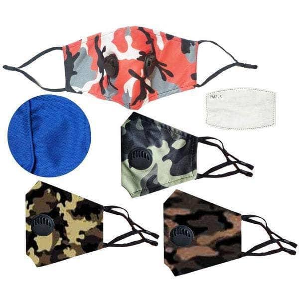 Camo Style Cloth Masks with Filter Case Pack 36 V926074