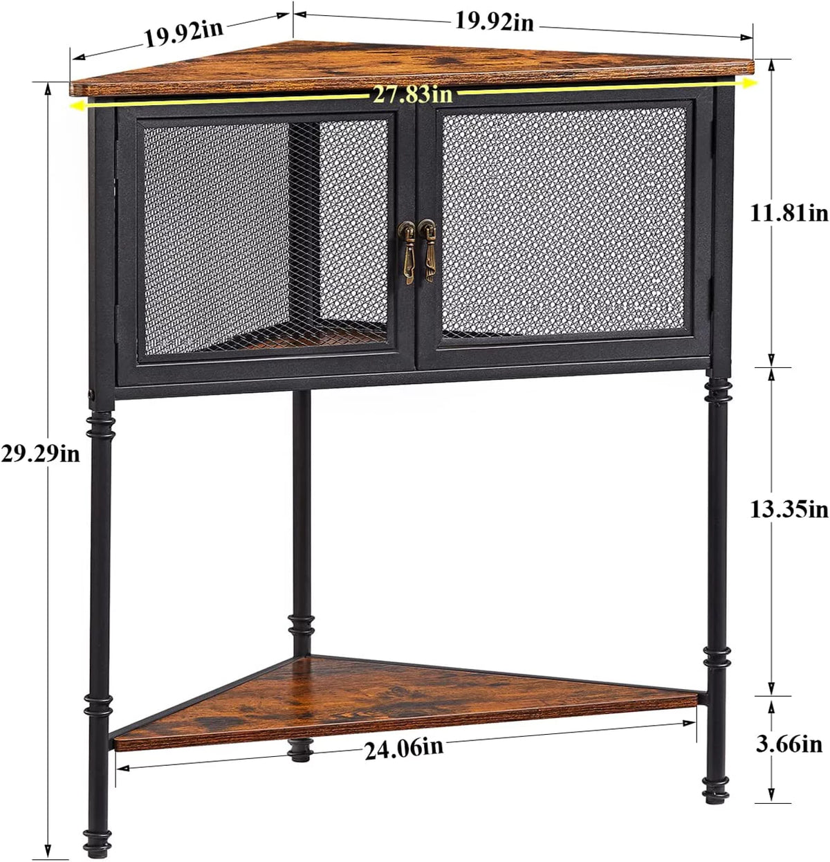 Brown 3-Tier Corner Shelf with Storage Cabinet F72408