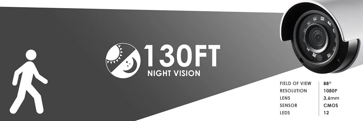 1080p HD 8-Channel Security System with Eight Weatherproof Bullet Security Camera L9843