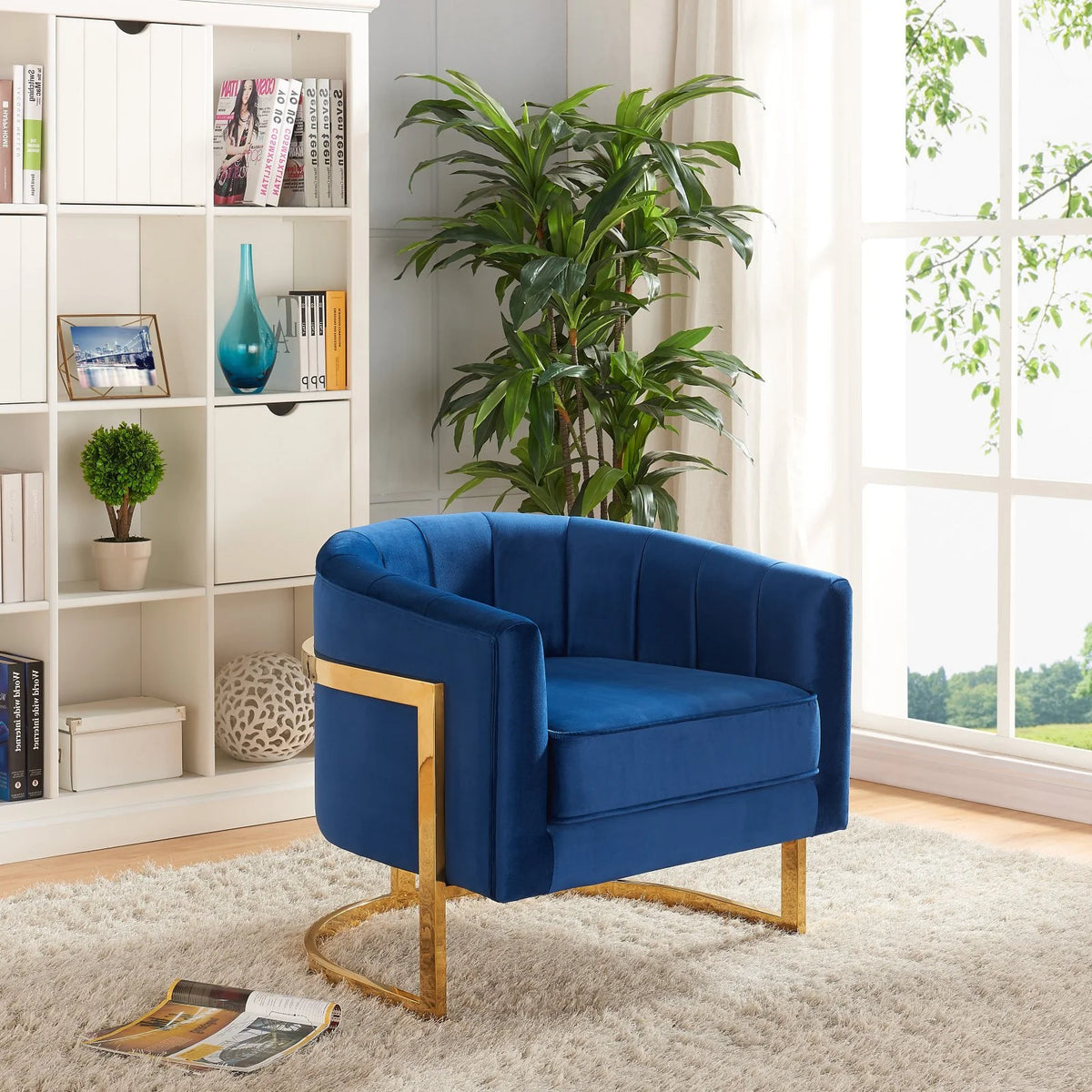 Green Velvet Accent Chair with Stainless Steel Base S611296