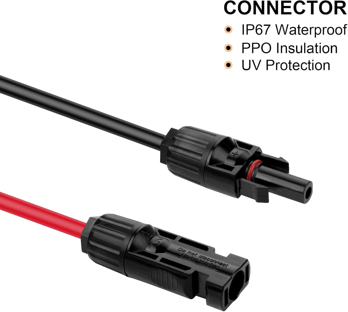 20Ft 10AWG Solar Extension Cable with Female and Male Connector Q9516