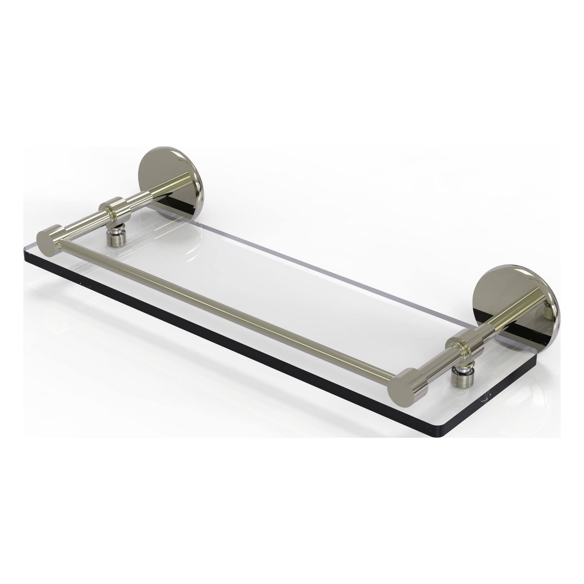 Polished Nickel Tempered Glass Shelf with Gallery Rail Y100067