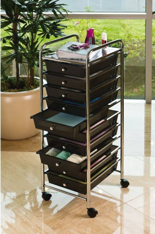 10 Drawer Organizer Cart Black N282