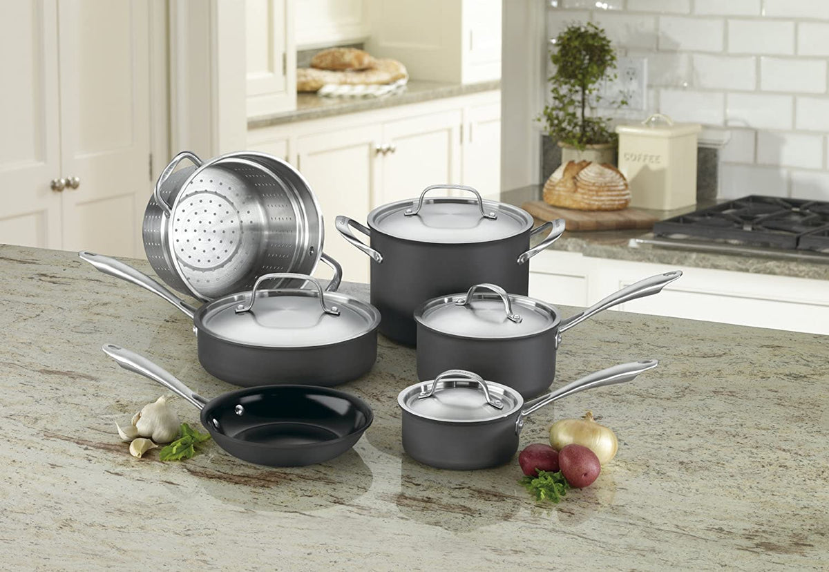 10 Pc Hard Anodized Non Stick Cookware Set W86724