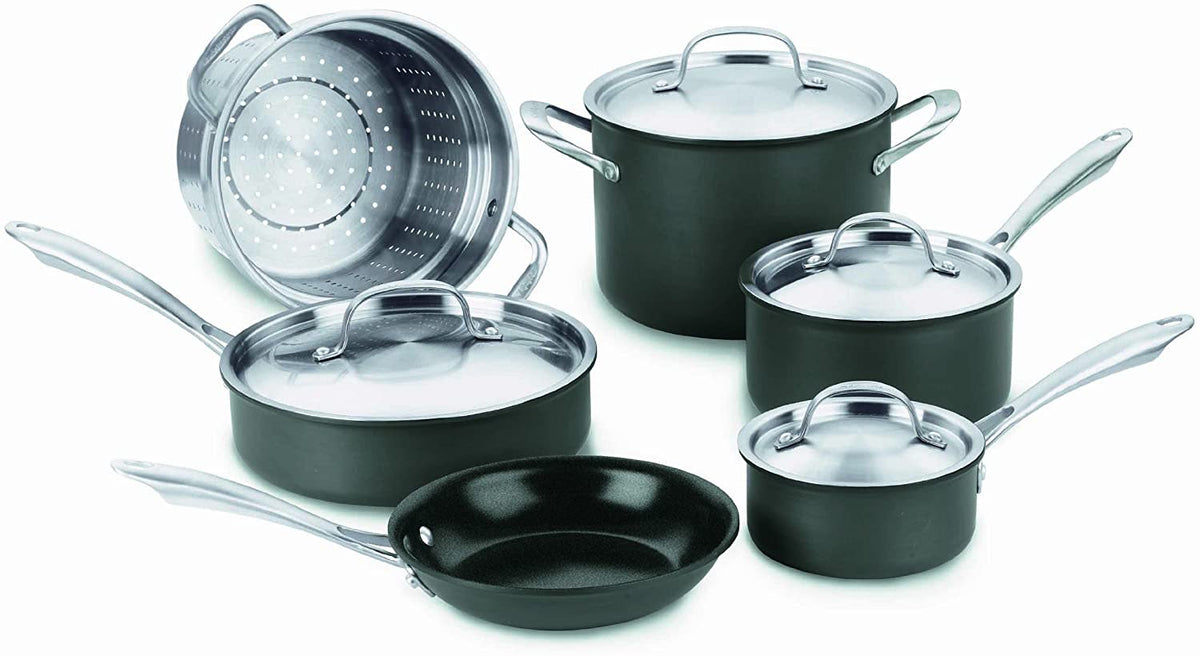 10 Pc Hard Anodized Non Stick Cookware Set W86724