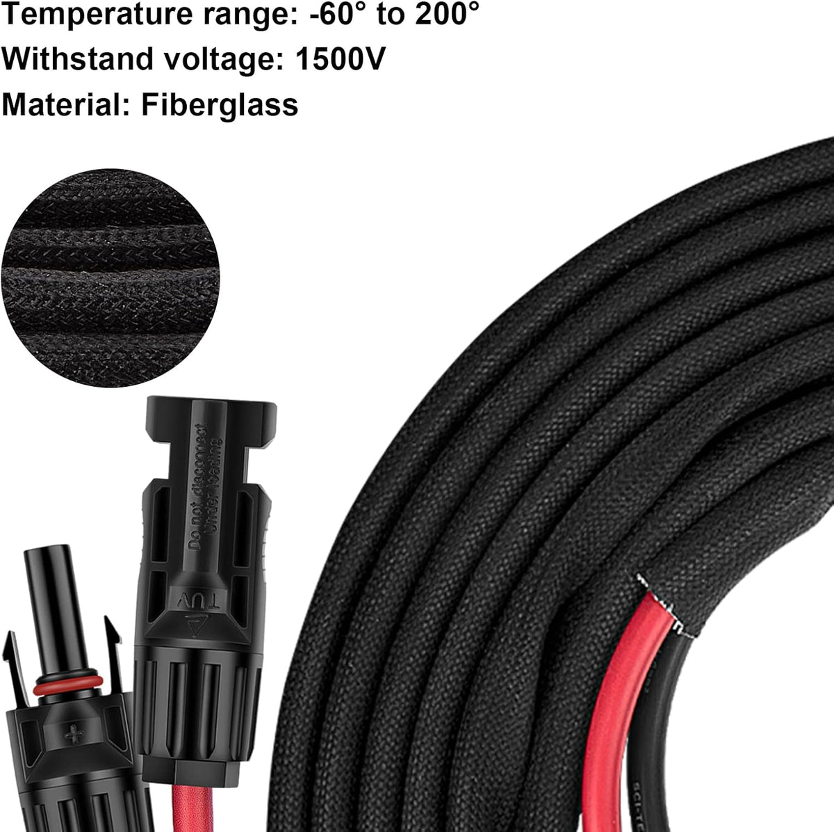 20Ft 10AWG Solar Extension Cable with Female and Male Connector Q9516