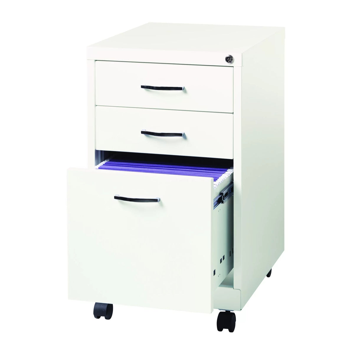White 3-Drawer Mobile Pedestal File Cabinet C863