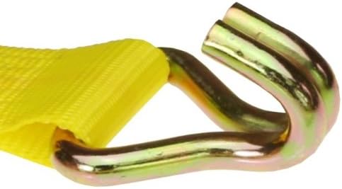 Yellow 2 Inch x 27 Foot Ratchet Straps with Double J Hooks 10 Pack O36512