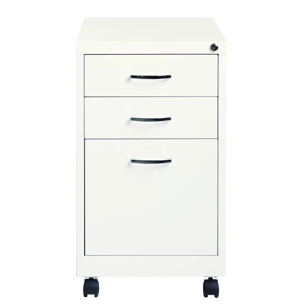 White 3-Drawer Mobile Pedestal File Cabinet C863