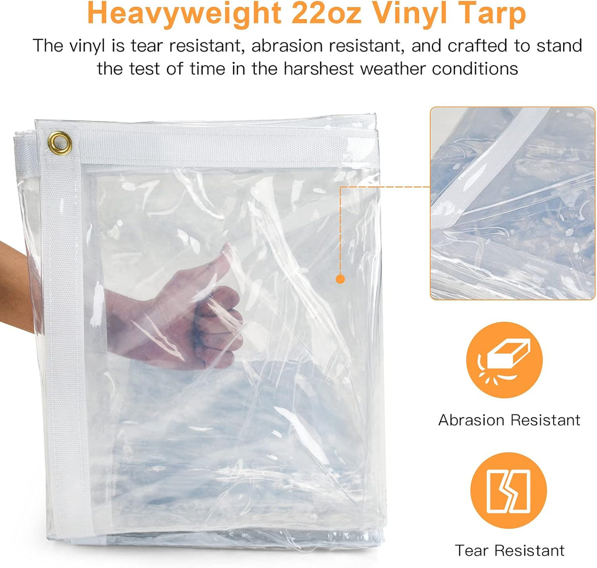 10 x 10FT Clear Waterproof Vinyl Tarp with Grommets V721423