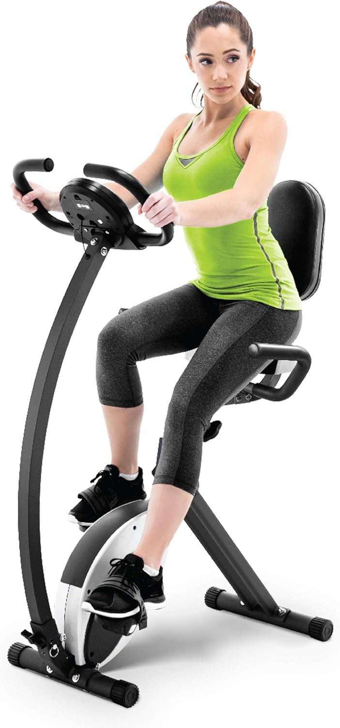 Foldable Upright Exercise Bike with Adjustable Resistance D95455